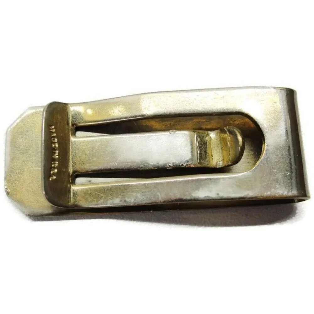 Engraved REL Money Clip Gold Tone Diamond Wallet Credit Card Cash